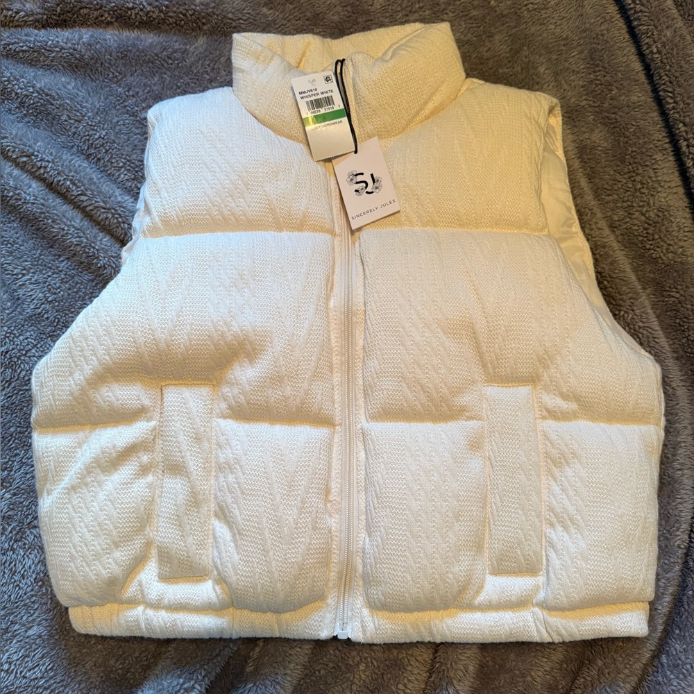 NWT Sincerely Jules Cable-Knit Puffer Vest - Picture 4 of 7